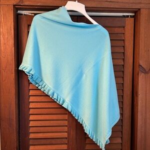 Light Blue Ruffled Edge Poncho